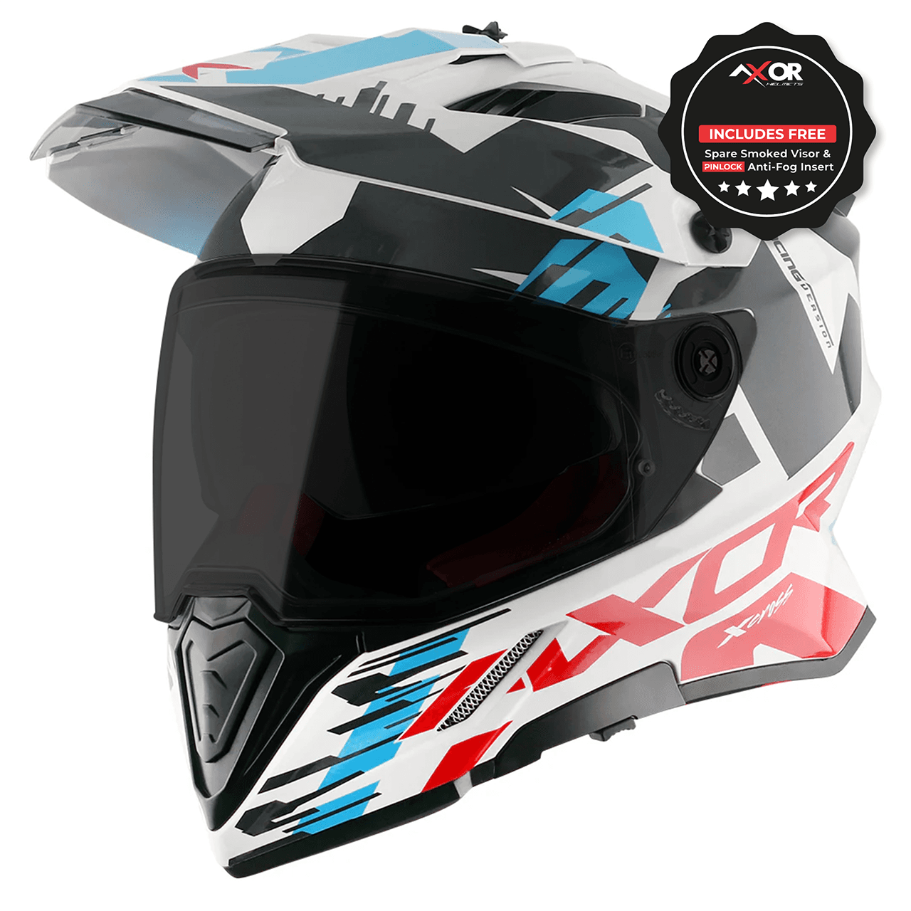Bldc Motor Controller 96V 500A - Axor X-Cross Adventure Motorcycle Helmet White/Red