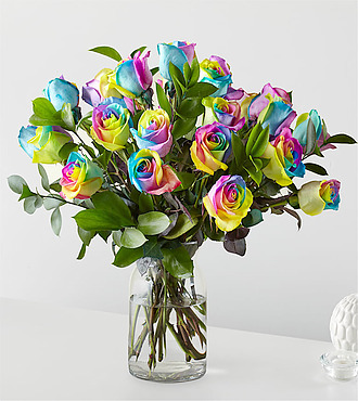 Ccs2 Fast Charging Socket 250A - Rainbow Rose Bouquet - 24 Roses